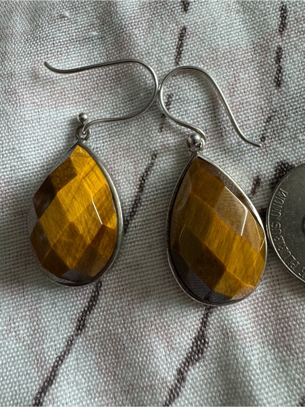 Faceted Yellow Teardrop Tiger's Eye Drop Earrings